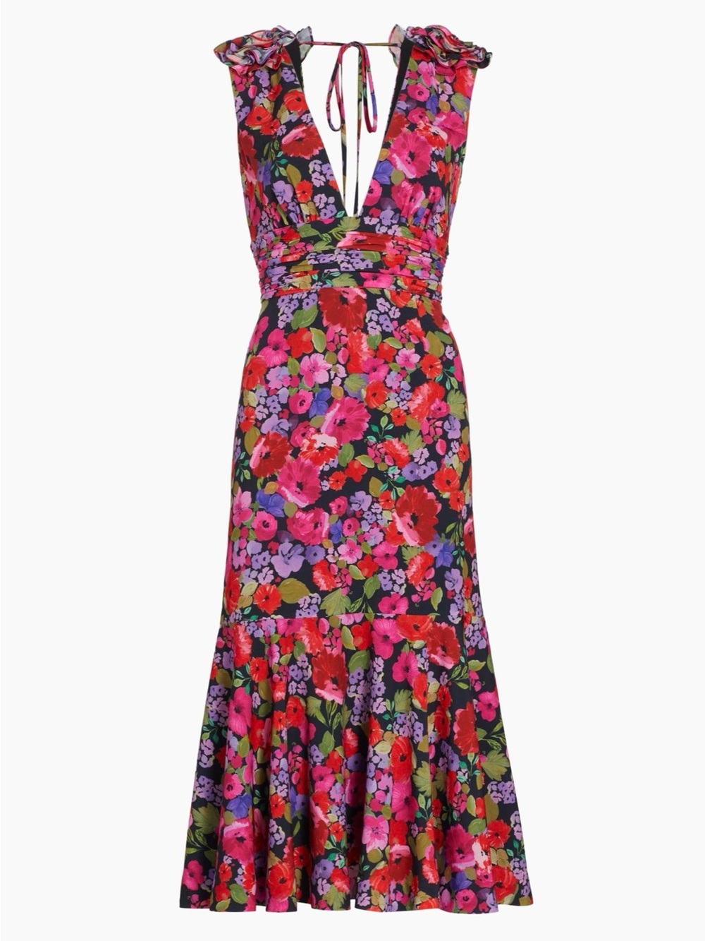 AMUR Sorena Floral Ruched Midi-Dress